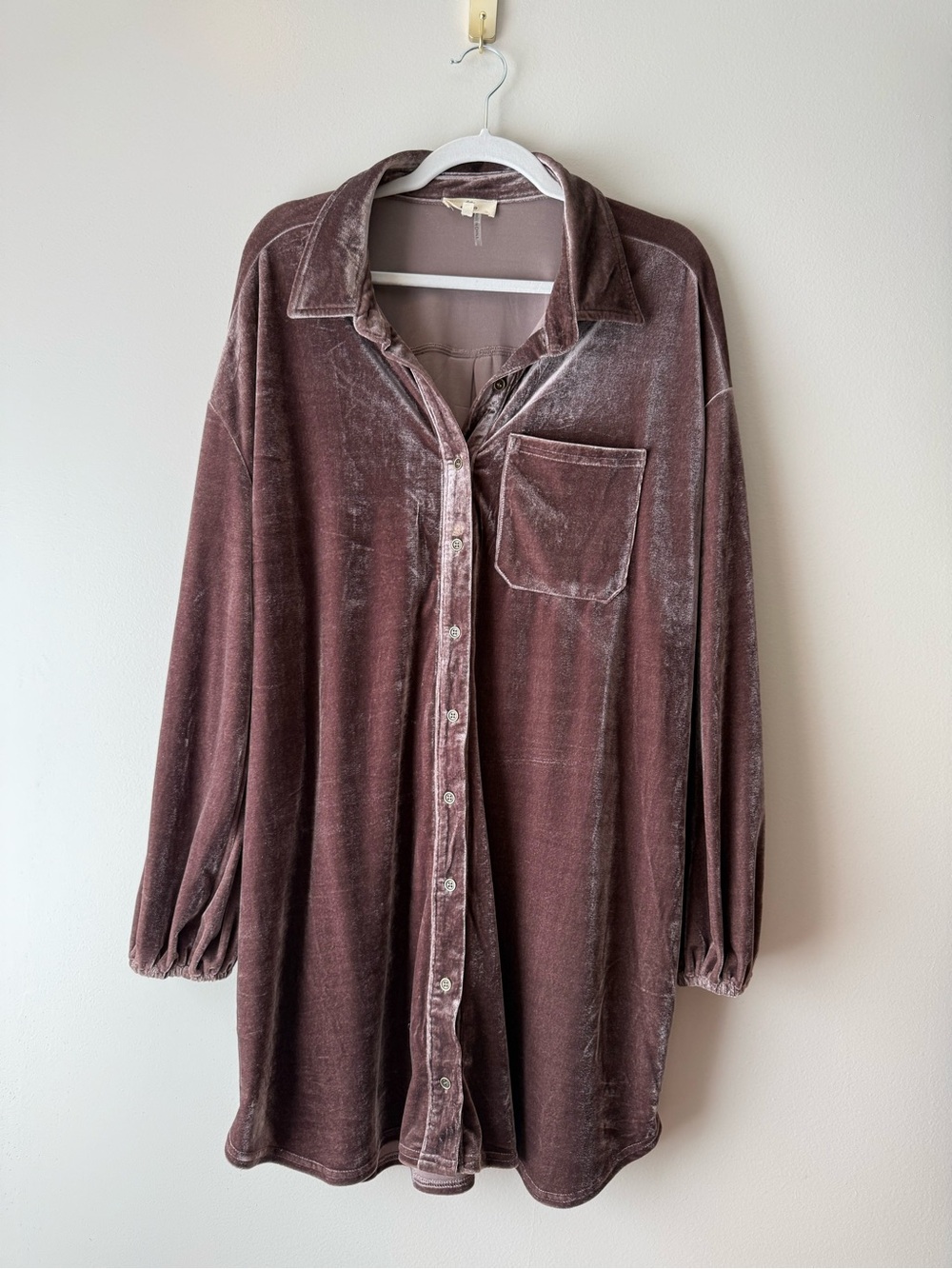 Entro Velvet Button-Down Shirt in Mauve